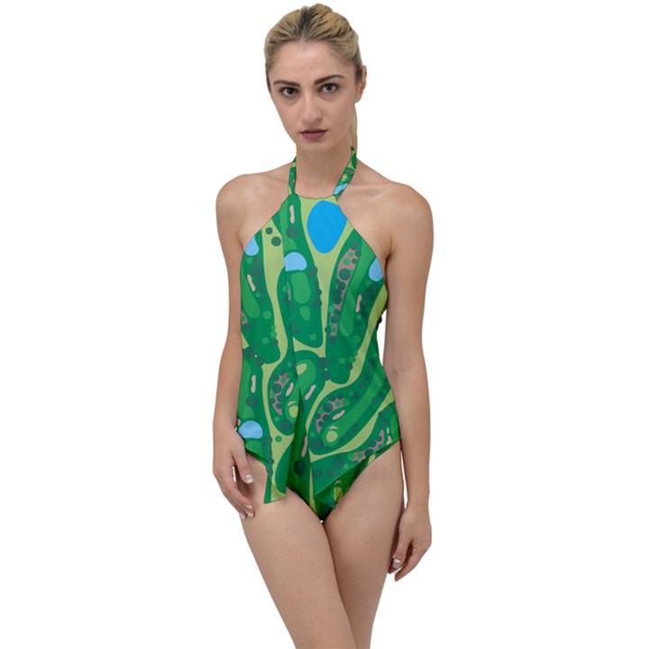 Golf Course Par Golf Course Green Go with the Flow One Piece Swimsuit