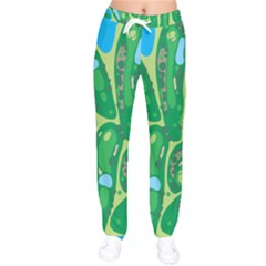 Golf Course Par Golf Course Green Women Velvet Drawstring Pants by Cowasu