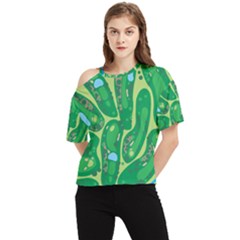 Golf Course Par Golf Course Green One Shoulder Cut Out T-shirt by Cowasu