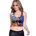 Beauty Stained Glass Castle Building Racer Back Crop Top View1