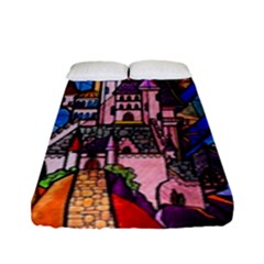 Beauty Stained Glass Castle Building Fitted Sheet (full/ Double Size) by Cowasu