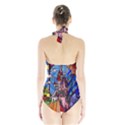 Beauty Stained Glass Castle Building Halter Swimsuit View2