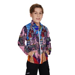 Beauty Stained Glass Castle Building Kids  Windbreaker by Cowasu