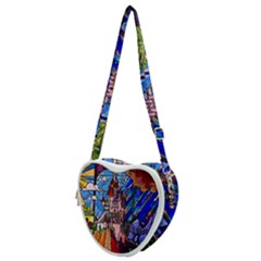 Beauty Stained Glass Castle Building Heart Shoulder Bag by Cowasu