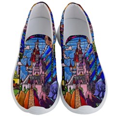 Beauty Stained Glass Castle Building Men s Lightweight Slip Ons by Cowasu