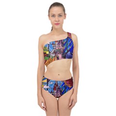 Beauty Stained Glass Castle Building Spliced Up Two Piece Swimsuit by Cowasu