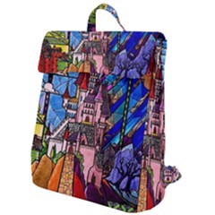 Beauty Stained Glass Castle Building Flap Top Backpack