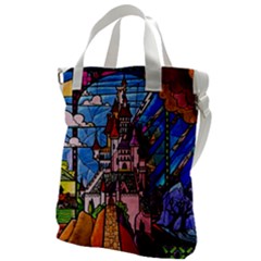 Beauty Stained Glass Castle Building Canvas Messenger Bag by Cowasu