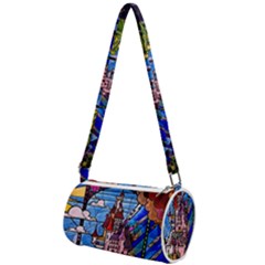 Beauty Stained Glass Castle Building Mini Cylinder Bag by Cowasu