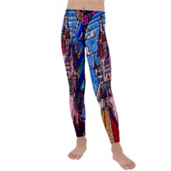 Beauty Stained Glass Castle Building Kids  Lightweight Velour Leggings by Cowasu