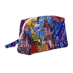 Beauty Stained Glass Castle Building Wristlet Pouch Bag (medium) by Cowasu