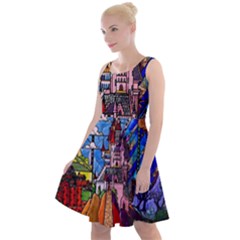 Beauty Stained Glass Castle Building Knee Length Skater Dress by Cowasu