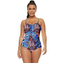 Beauty Stained Glass Castle Building Retro Full Coverage Swimsuit by Cowasu