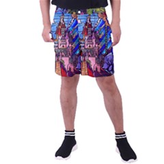 Beauty Stained Glass Castle Building Men s Pocket Shorts by Cowasu