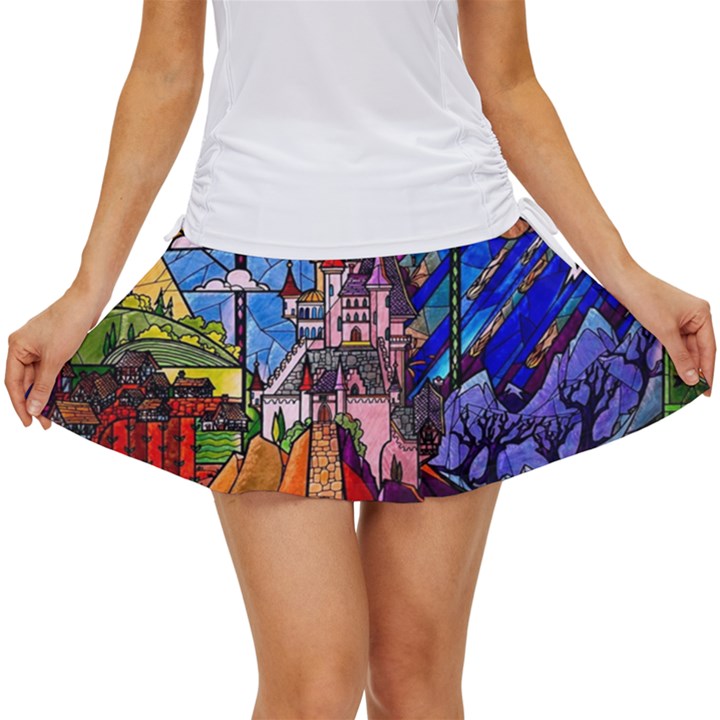 Beauty Stained Glass Castle Building Women s Skort