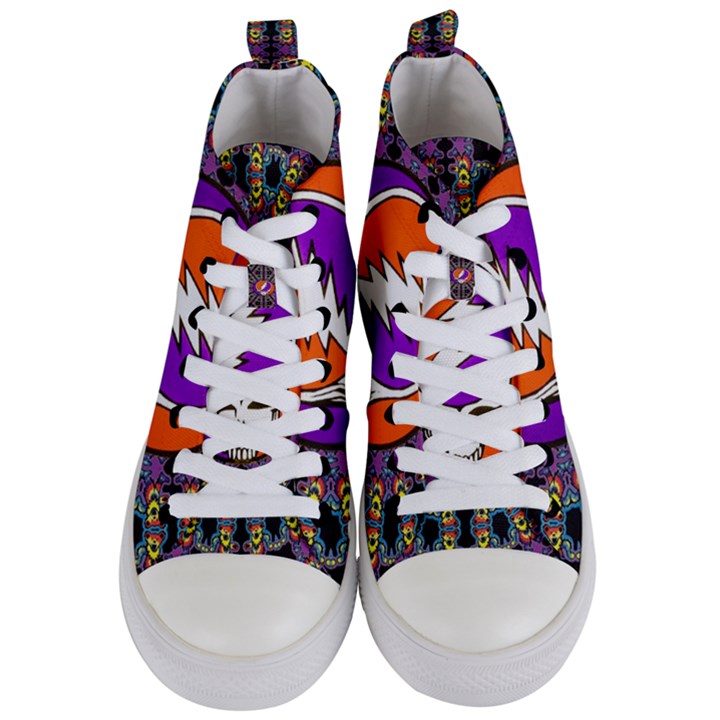 Gratefuldead Grateful Dead Pattern Women s Mid-Top Canvas Sneakers