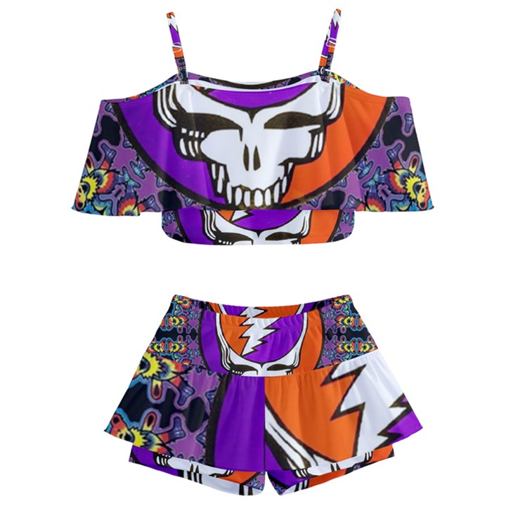 Gratefuldead Grateful Dead Pattern Kids  Off Shoulder Skirt Bikini