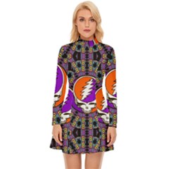 Gratefuldead Grateful Dead Pattern Long Sleeve Velour Longline Dress by Cowasu