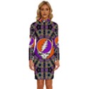 Gratefuldead Grateful Dead Pattern Long Sleeve Shirt Collar Bodycon Dress View1