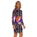 Gratefuldead Grateful Dead Pattern Long Sleeve Shirt Collar Bodycon Dress View3