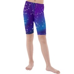 Realistic Night Sky With Constellations Kids  Mid Length Swim Shorts by Cowasu