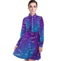 Realistic Night Sky With Constellations Long Sleeve Chiffon Shirt Dress View1