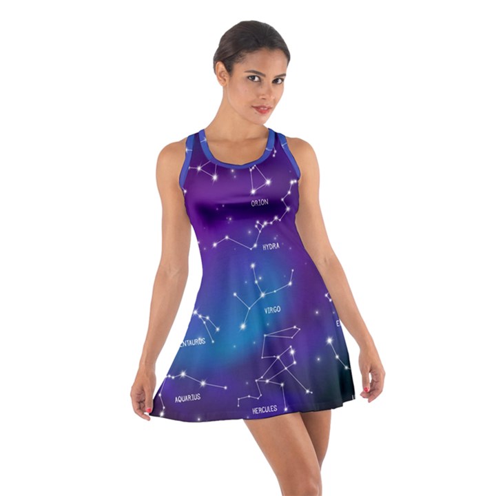 Realistic Night Sky With Constellations Cotton Racerback Dress