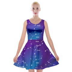 Realistic Night Sky With Constellations Velvet Skater Dress by Cowasu