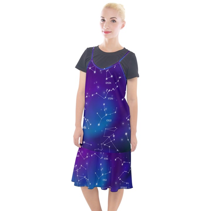 Realistic Night Sky With Constellations Camis Fishtail Dress