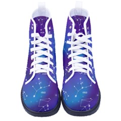 Realistic Night Sky With Constellations Women s High-top Canvas Sneakers by Cowasu