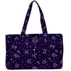 Vector Seamless Dark Zodiac Sign Star Symbol Pattern Canvas Work Bag by Bedest