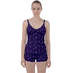 Vector Seamless Dark Zodiac Sign Star Symbol Pattern Tie Front Two Piece Tankini