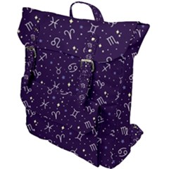 Vector Seamless Dark Zodiac Sign Star Symbol Pattern Buckle Up Backpack