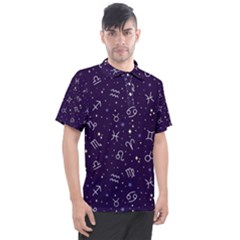 Vector Seamless Dark Zodiac Sign Star Symbol Pattern Men s Polo T-shirt by Bedest