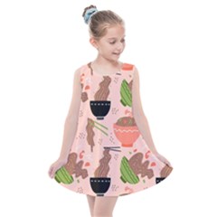 Japanese Street Food Soba Noodle In Bowl Pattern Kids  Summer Dress