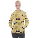 Seamless Pattern Of Sunglasses Tropical Leaves And Flower Women s Hooded Pullover View1