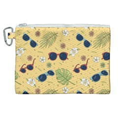 Seamless Pattern Of Sunglasses Tropical Leaves And Flower Canvas Cosmetic Bag (xl) by Bedest