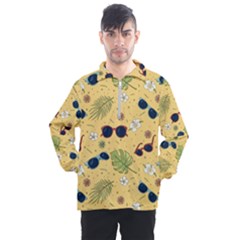 Seamless Pattern Of Sunglasses Tropical Leaves And Flower Men s Half Zip Pullover