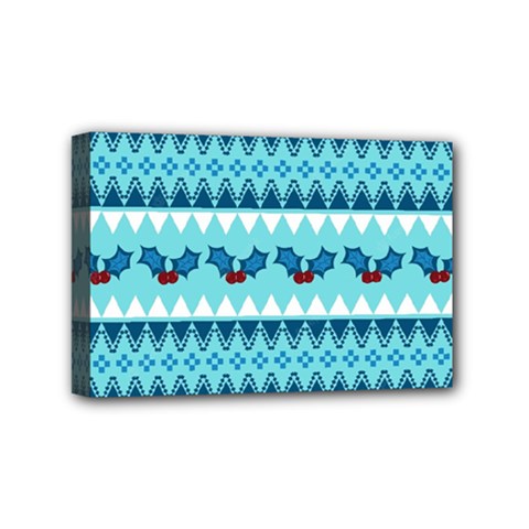 Blue Christmas Vintage Ethnic Seamless Pattern Mini Canvas 6  X 4  (stretched)