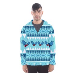 Blue Christmas Vintage Ethnic Seamless Pattern Men s Hooded Windbreaker