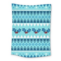 Blue Christmas Vintage Ethnic Seamless Pattern Medium Tapestry