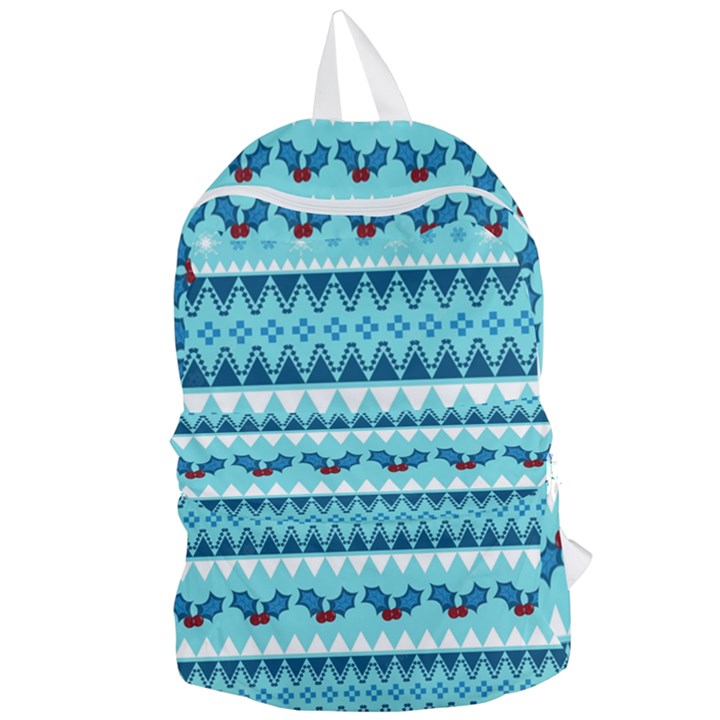 Blue Christmas Vintage Ethnic Seamless Pattern Foldable Lightweight Backpack