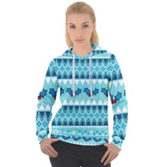 Blue Christmas Vintage Ethnic Seamless Pattern Women s Overhead Hoodie by Bedest