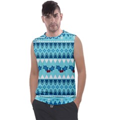 Blue Christmas Vintage Ethnic Seamless Pattern Men s Regular Tank Top