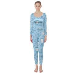 Dentist Blue Seamless Pattern Long Sleeve Catsuit by Bedest