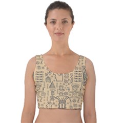 Aztec Tribal African Egyptian Style Seamless Pattern Vector Antique Ethnic Velvet Crop Top