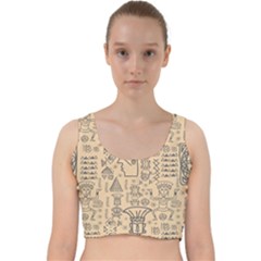 Aztec Tribal African Egyptian Style Seamless Pattern Vector Antique Ethnic Velvet Racer Back Crop Top