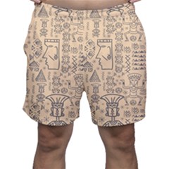 Aztec Tribal African Egyptian Style Seamless Pattern Vector Antique Ethnic Men s Shorts