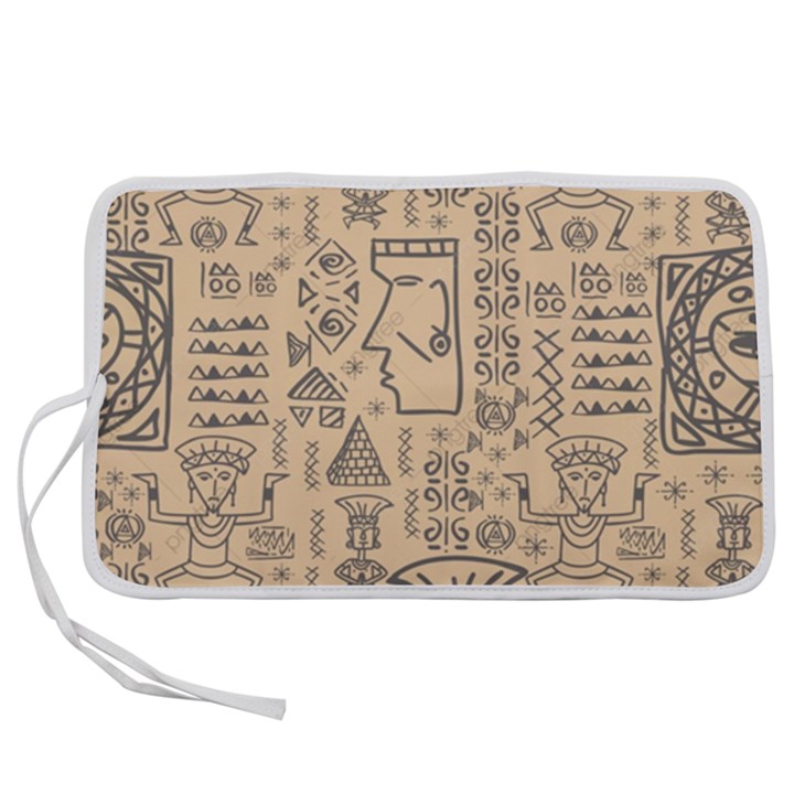 Aztec Tribal African Egyptian Style Seamless Pattern Vector Antique Ethnic Pen Storage Case (L)