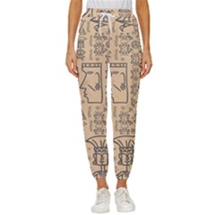 Aztec Tribal African Egyptian Style Seamless Pattern Vector Antique Ethnic Women s Cropped Drawstring Pants